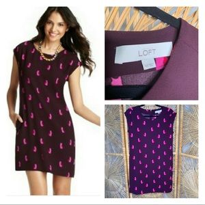 Ann Taylor LOFT Kitty Cat Print Shift Dress XS